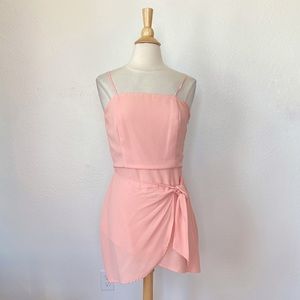 Solid Pastel Pink Wrap Dress